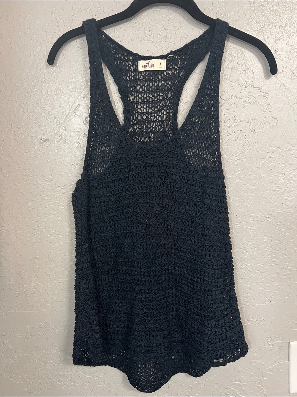 VINTAGE Y2K HOLLISTER BLUE WOVEN RACERBACK TANK TOP SIZE SMALL